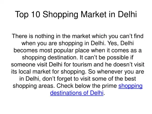 Top 10 Shopping Places in Delhi NCR