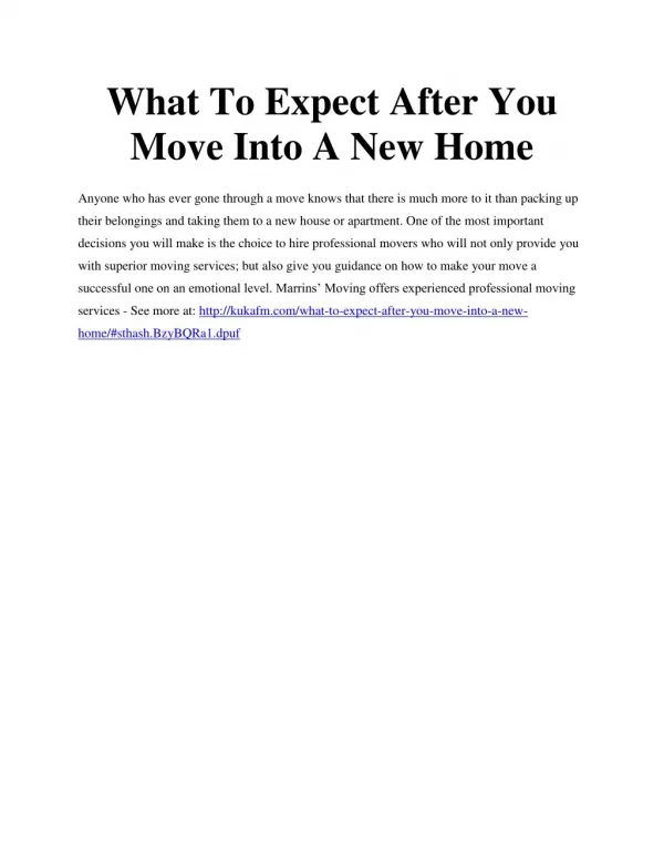 What To Expect After You Move Into A New Home