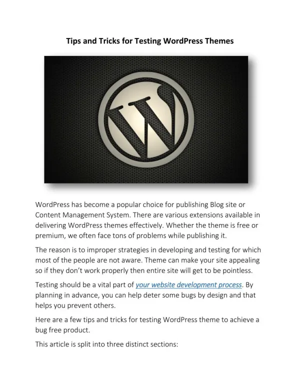 Tips and Tricks for Testing WordPress Themes