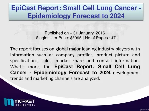 Small Cell Lung Cancer - Epidemiology Market - Global Industry Size, Share, Trends, Analysis