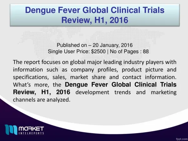 Dengue Fever Global Clinical Trials Forecast & Future Industry Trends