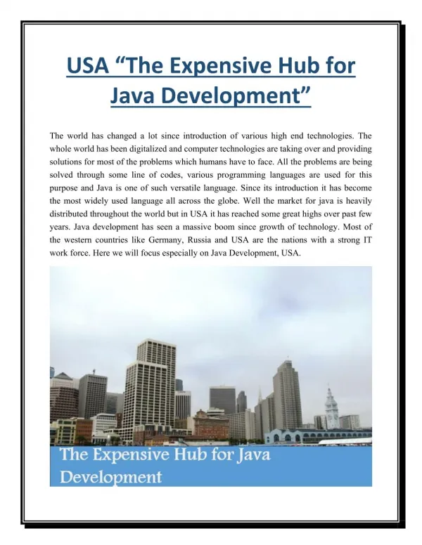 USA “The Expensive Hub for Java Development”