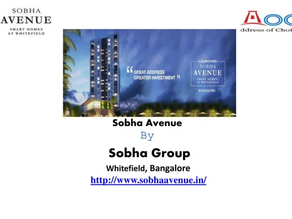 Sobha Avenue, Sobha Avenue Whitefield, Bangalore