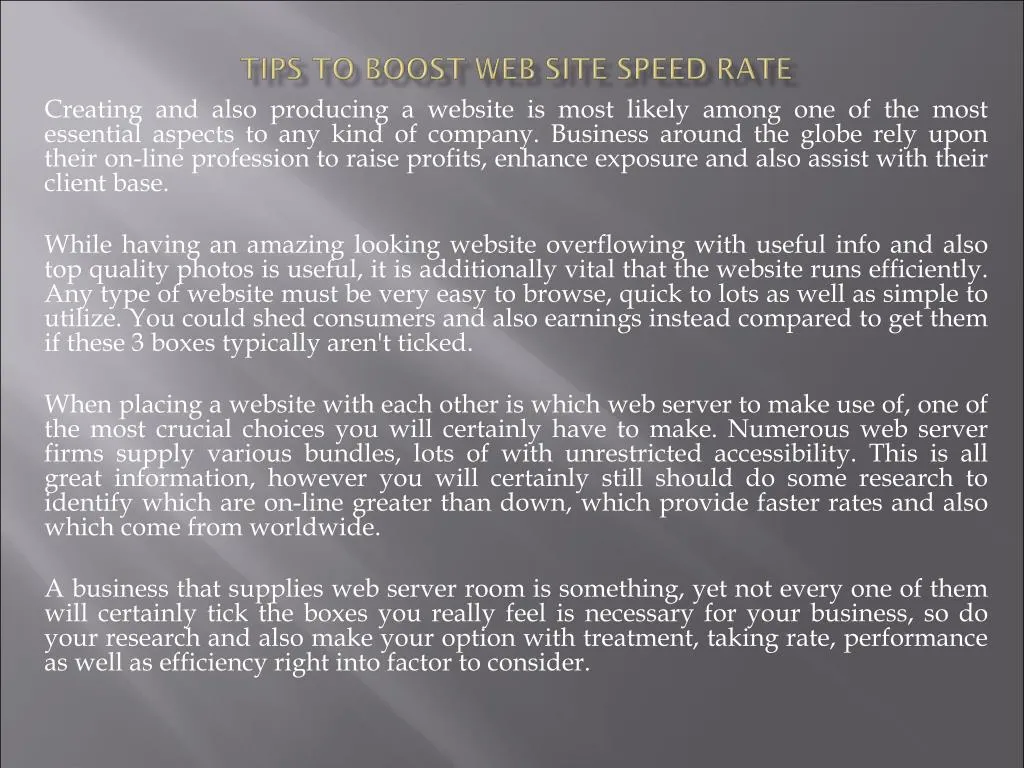 tips to boost web site speed rate