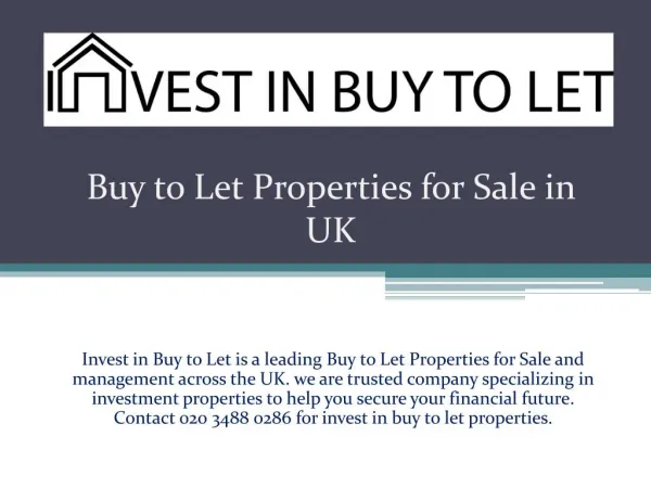 Buy to Let Properties for Sale in UK