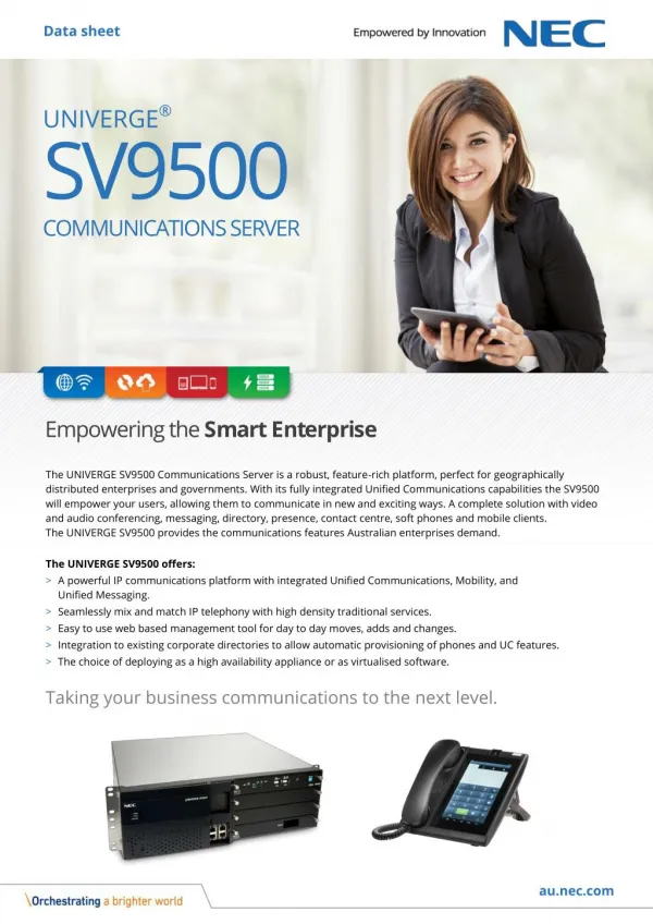 NEC UNIVERGE SV9500 Communications for Government and Enterprise Business