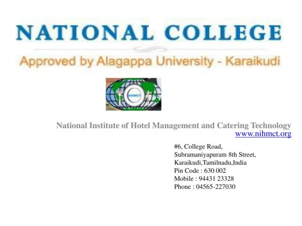 Hotel Management and Catering courses by Alagappa University-NIHMCT