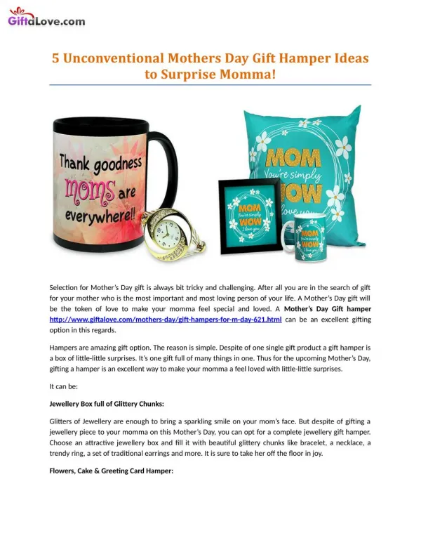 5 Unconventional Mothers Day Gift Hamper Ideas to Surprise Momma!