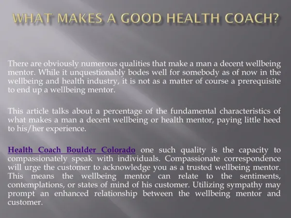 What Makes a Good Health Coach?