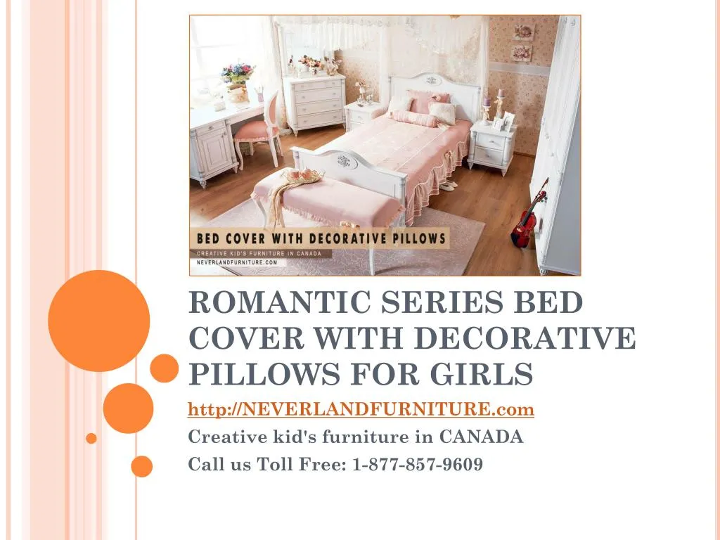 romantic series bed cover with decorative pillows for girls