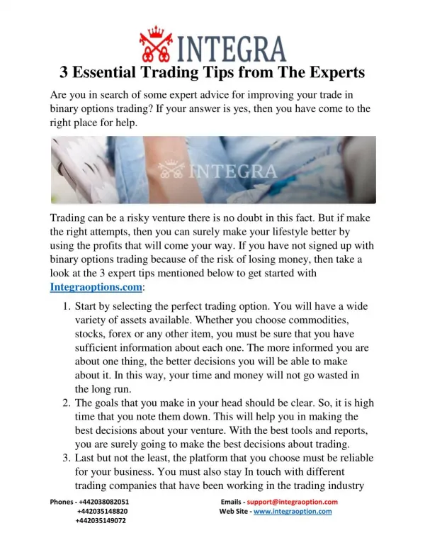 3 Essential Trading Tips from The Experts