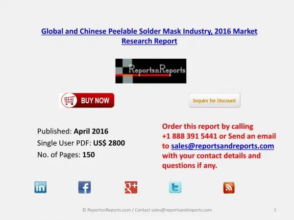 Peelable Solder Mask Market Research and Industry Shares for Global and China 2016-2021