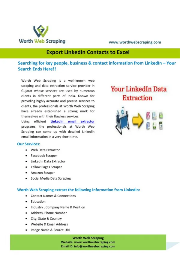 Export LinkedIn Contacts to Excel by Worth Web Scraping