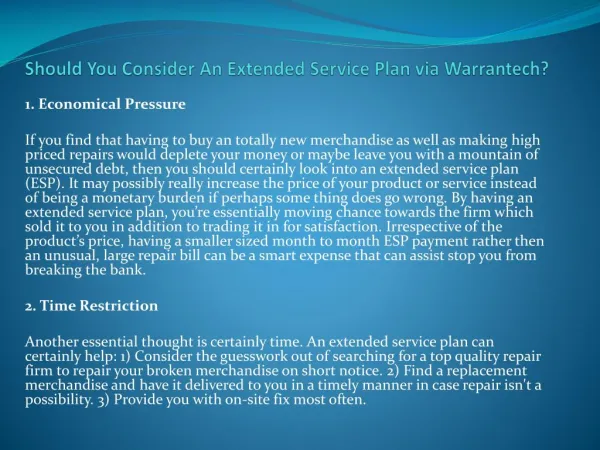 Should You Consider An Extended Service Plan via Warrantech?