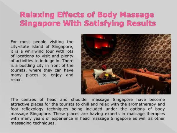 Body Massage Singapore