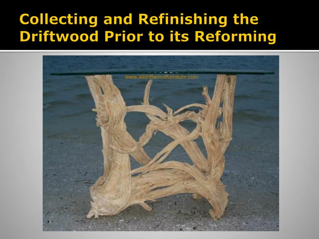 collecting and refinishing the driftwood prior to its reforming