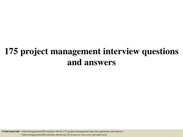 Top Interview questions PMP
