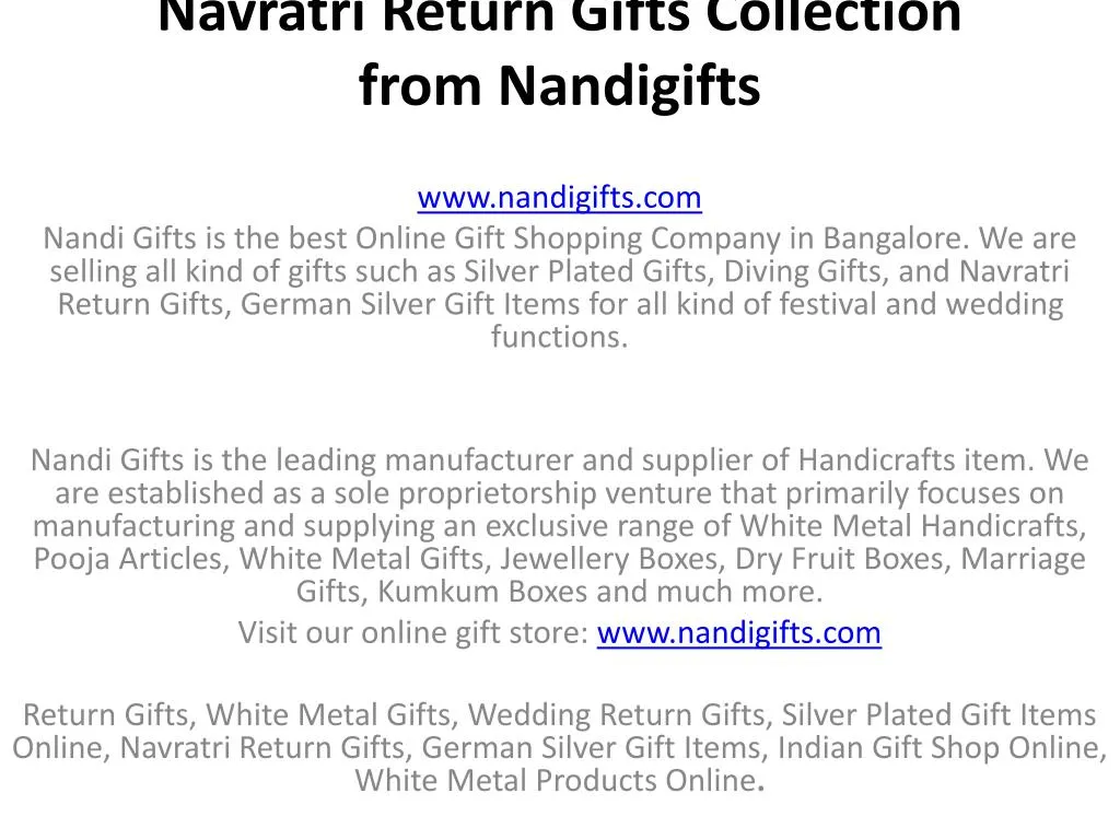 navratri return gifts collection from nandigifts