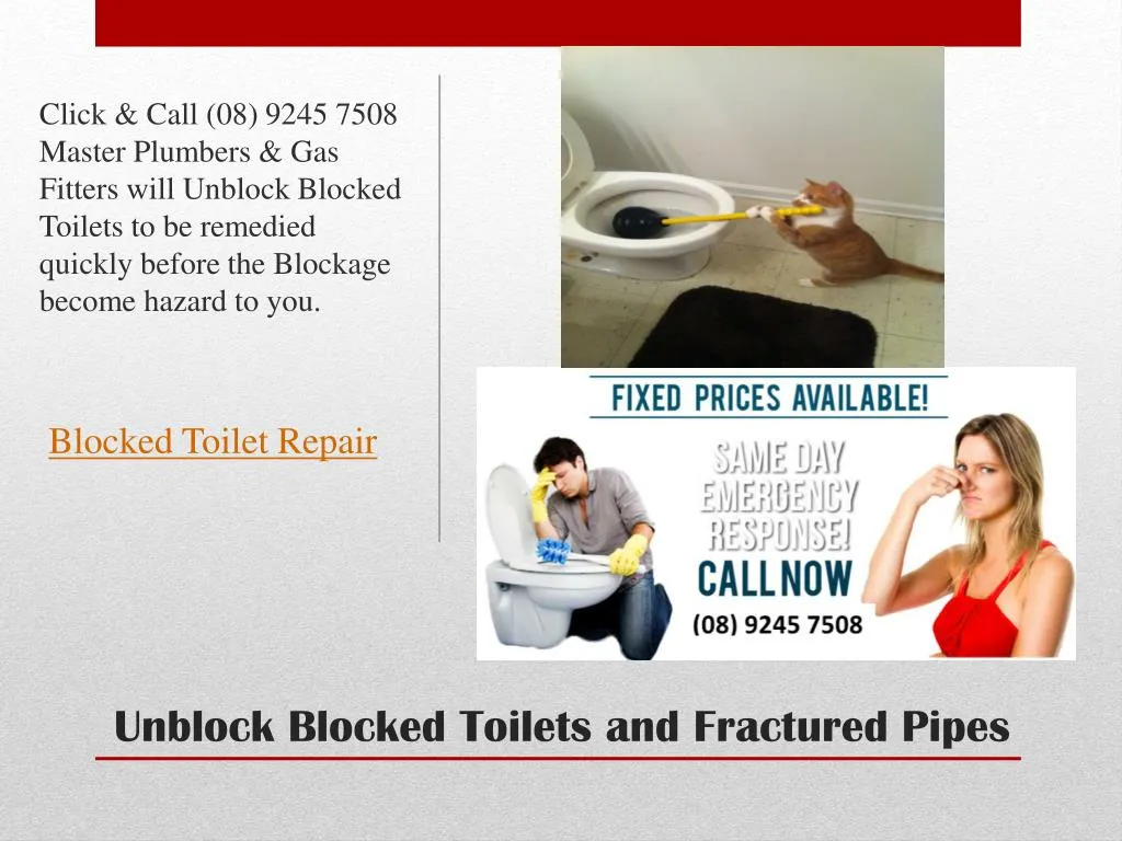 unblock blocked toilets and fractured pipes