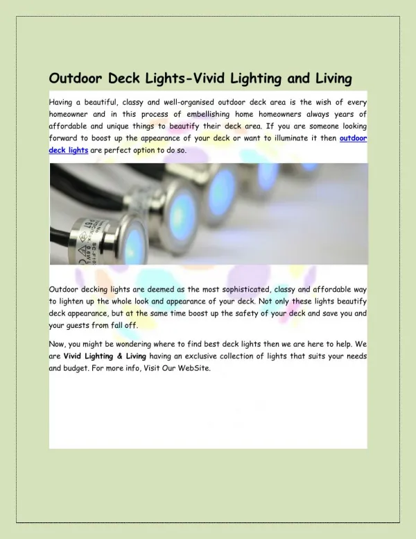 Outdoor Deck Lights-Vivid Lighting and Living