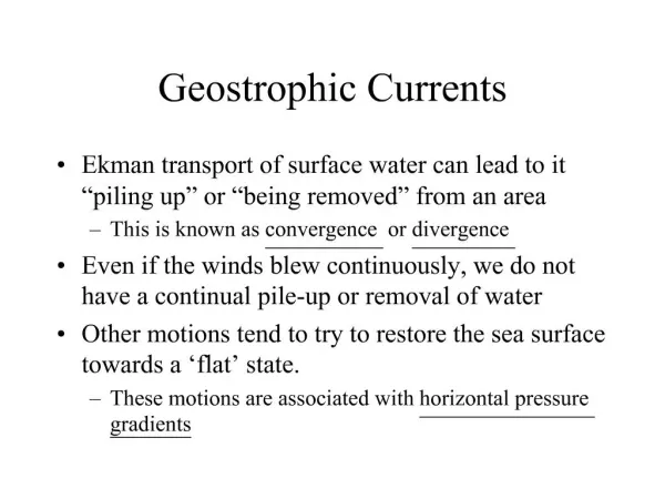 Geostrophic Currents