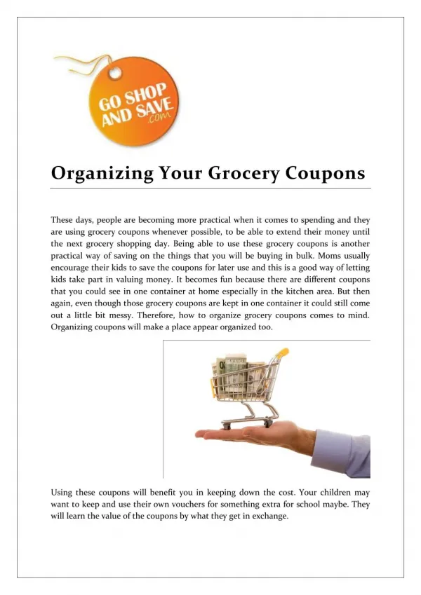 Organizing Your Grocery Coupons, Goshopandsave