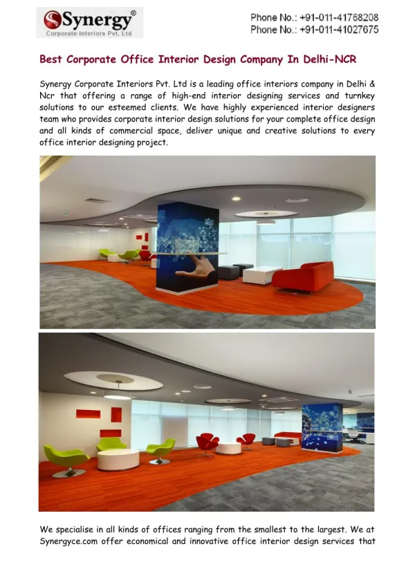 Best Corporate Office Interior Design Company In Delhi-NCR