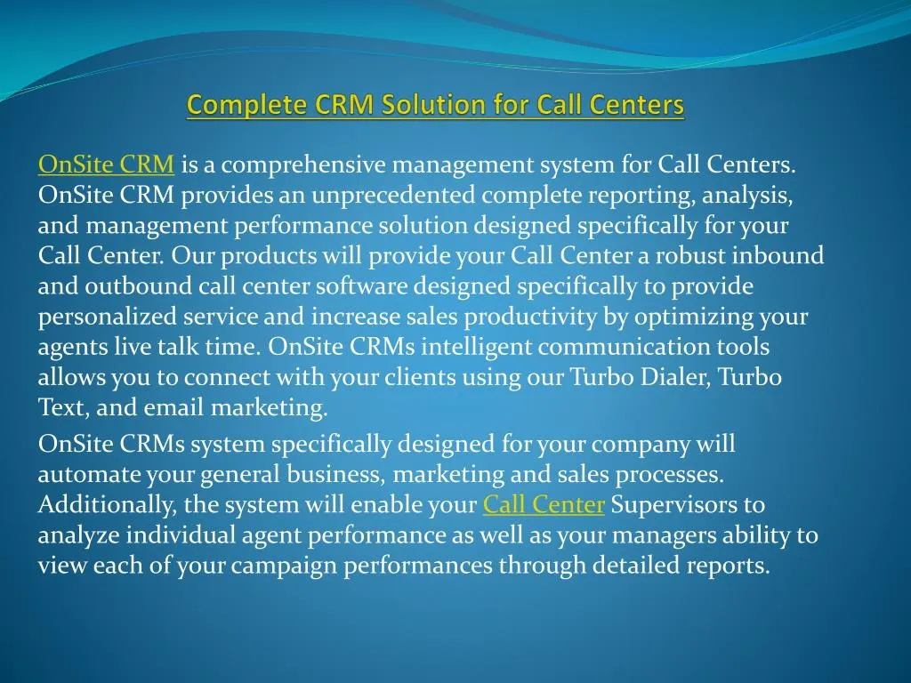 complete crm solution for call centers