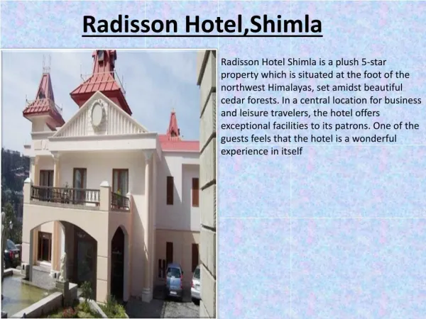 Book Radisson Hotel Shimla online