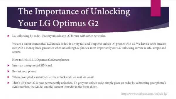 The Importance of Unlocking Your LG Optimus G2