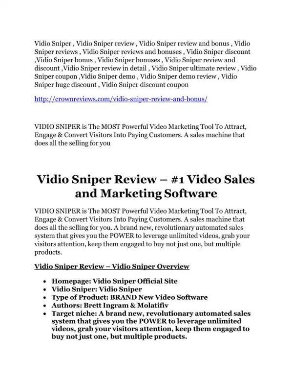 Vidio Sniper review & (biggest) jaw-drop bonuses