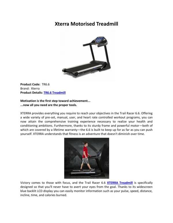 Xterra motorised treadmill