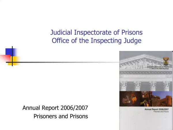 Judicial Inspectorate of Prisons Office of the Inspecting Judge