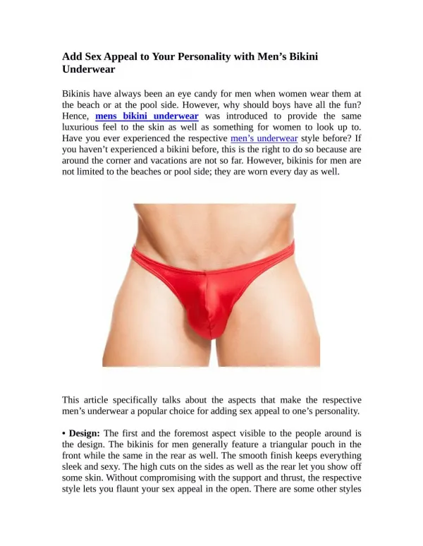 Add Sex Appeal to Your Personality with Men's Bikini Underwear