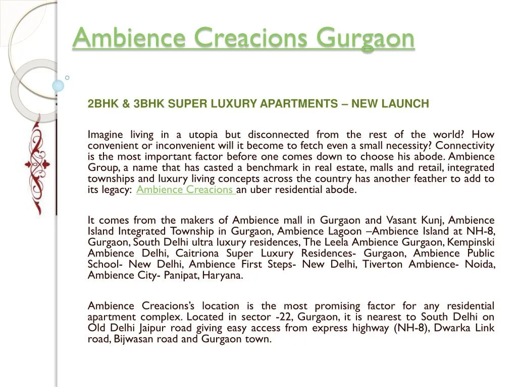 ambience creacions gurgaon