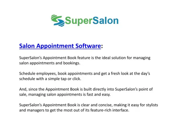 Salon Appointment Software - SuperSalon