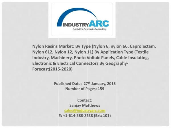 Nylon Resins Market holds Nylon 6 and Nylon 66 as the most popular product types.