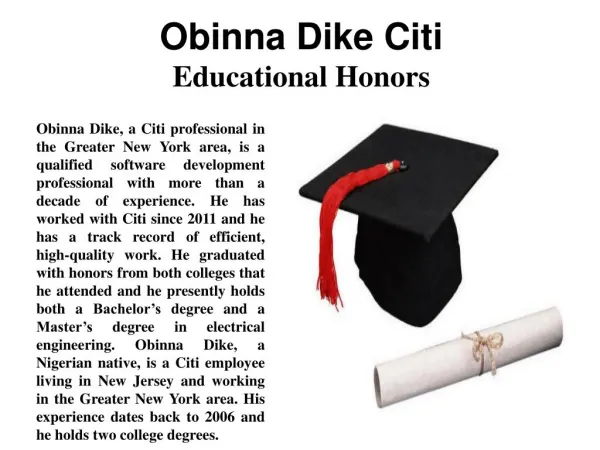 Obinna Dike, Citi - Educational Honors