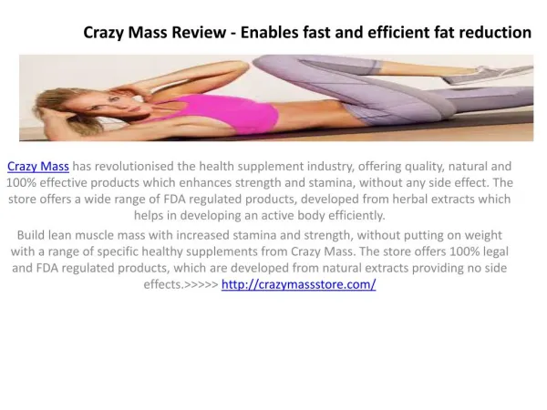 Crazy Mass - amazing results in muscle and abs development