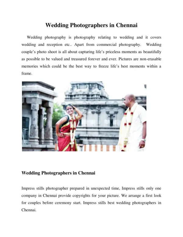 Wedding Photographers in Chennai