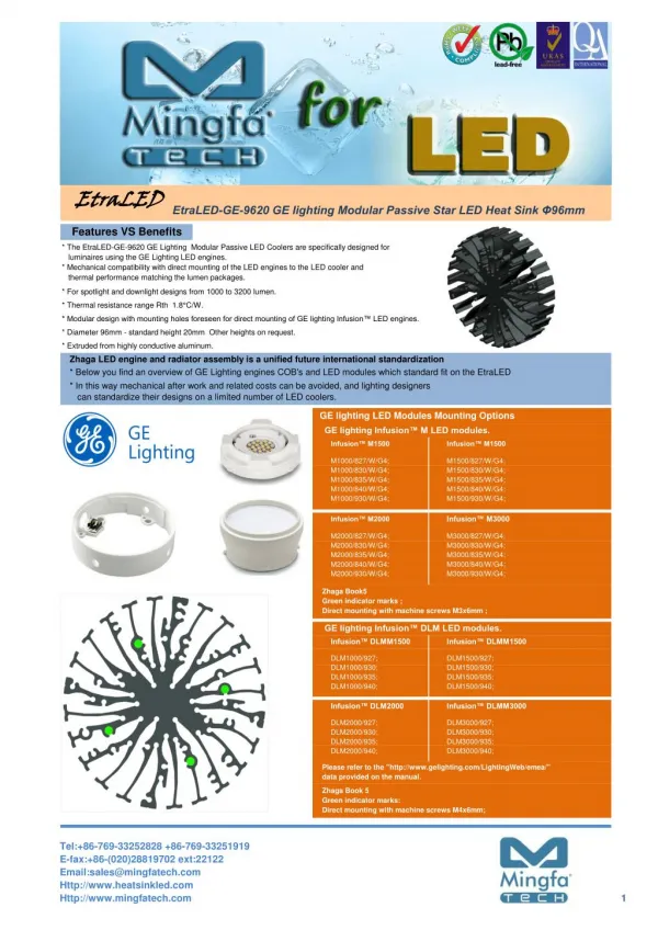 GE Infusion LED Cooling Manufacturer