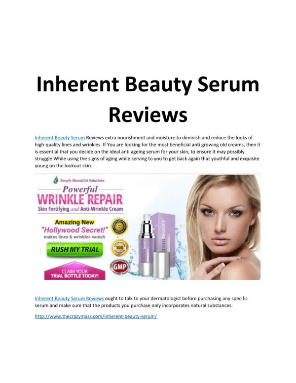 Inherent Beauty Serum: Prefect Anti-aging Formula