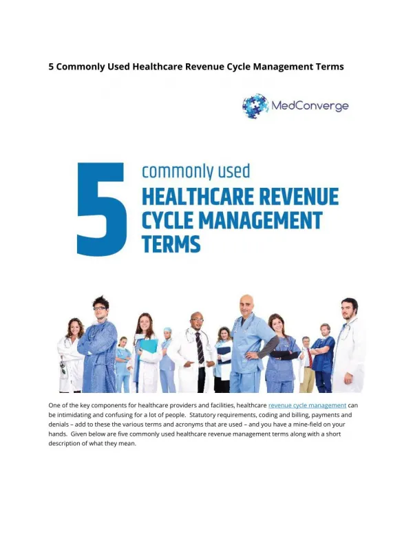5 Commonly Used Healthcare Revenue Cycle Management Terms