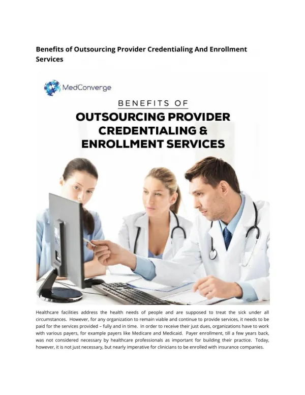 Benefits of Outsourcing Provider Credentialing And Enrollment Services