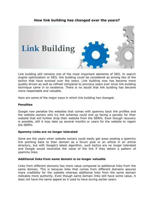 How link building has changed over the years?