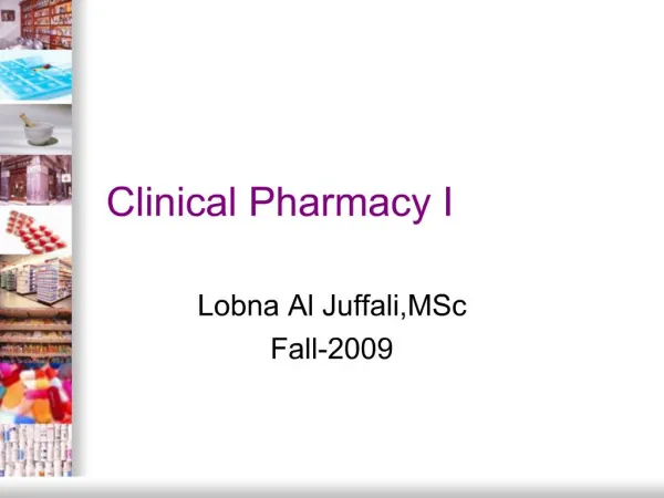 Clinical Pharmacy I