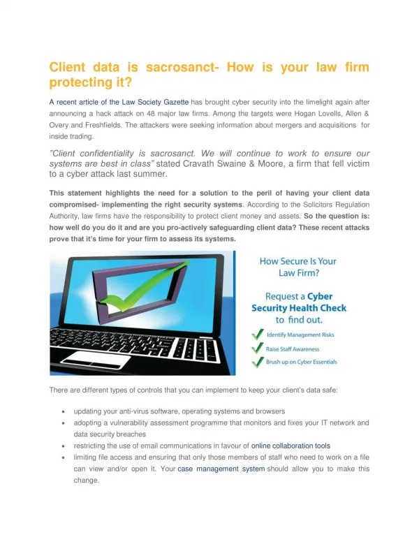DPS Software - Client Data is Sacrosanct - How is your law firm protecting it?