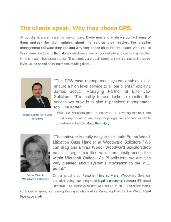 DPS Software - The clients speak: Why they chose DPS