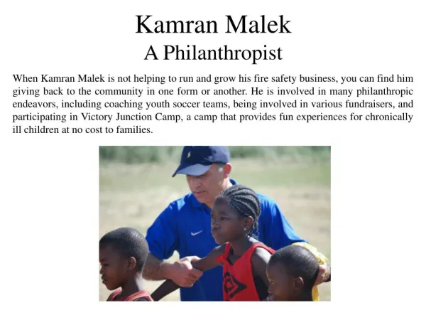 Kamran Malek - A Philanthropist