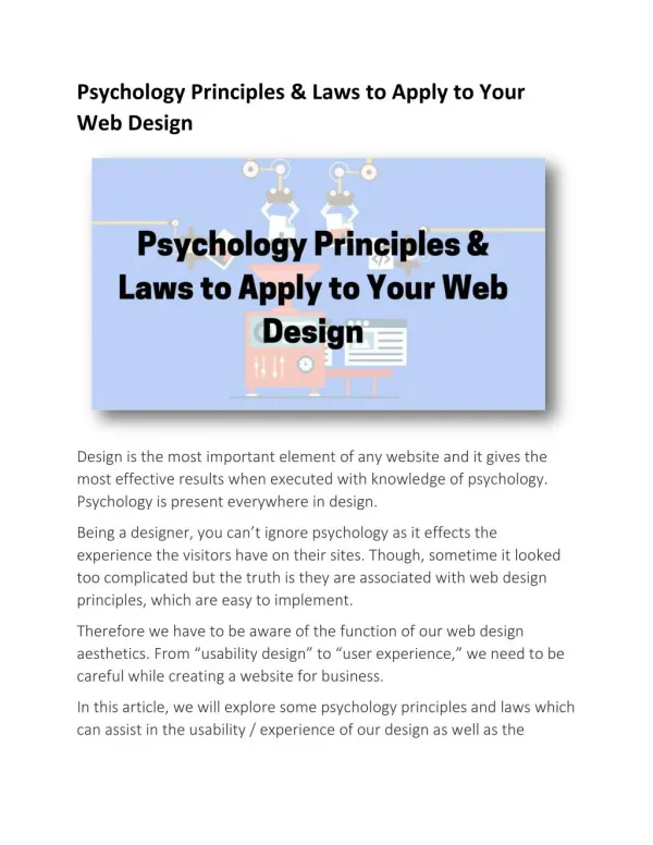 Psychology Principles & Laws to Apply to Your Web Design